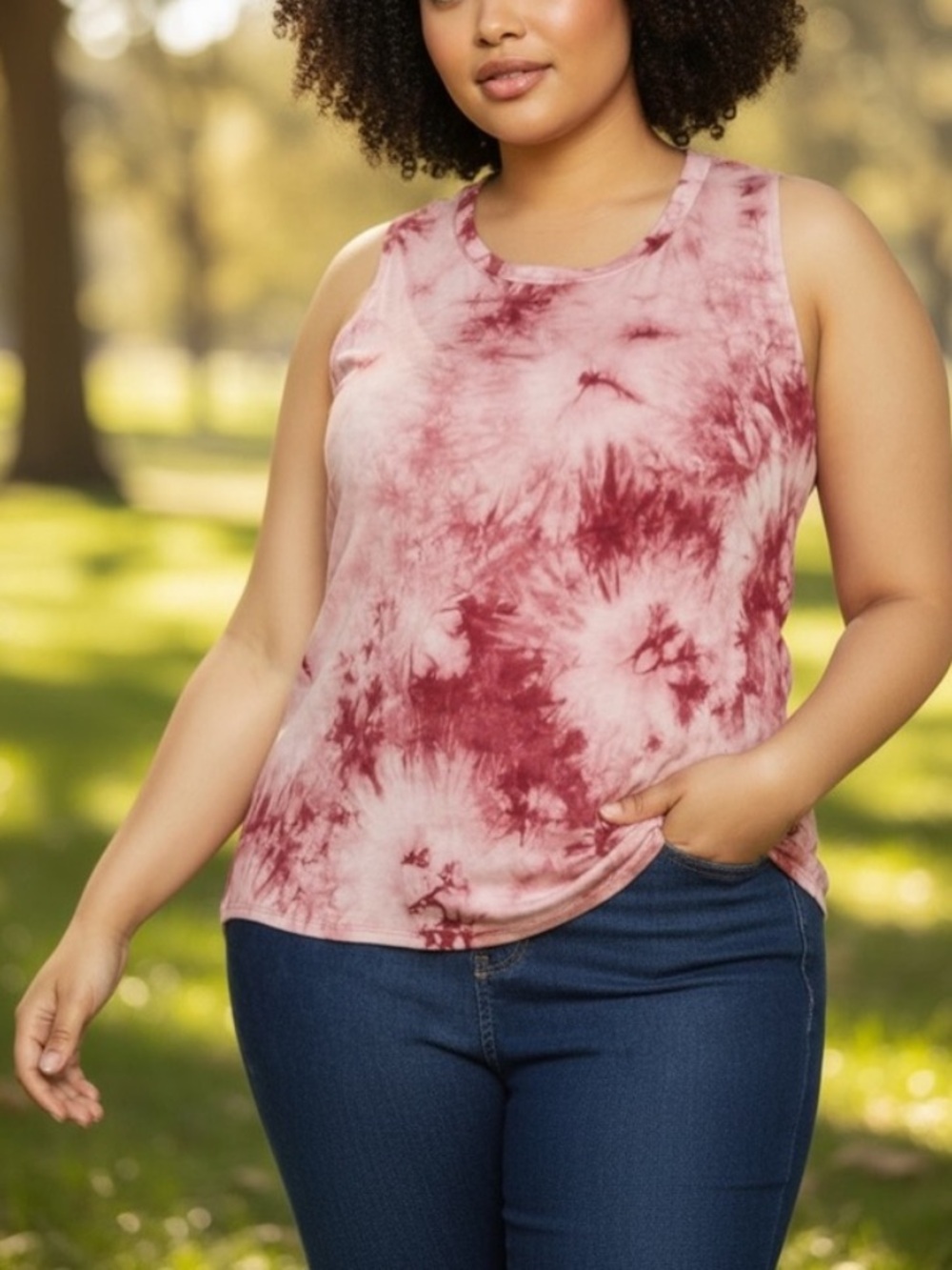 NEW• BELLE BLUSH PINK CHIC TIE-DYE SOFT TOP •XL-2X